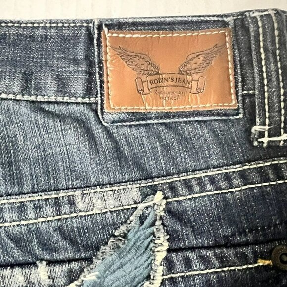Robin's Jeans Long Flap Studded Blue Size 42 x 34 D5095 - Picture 13 of 14